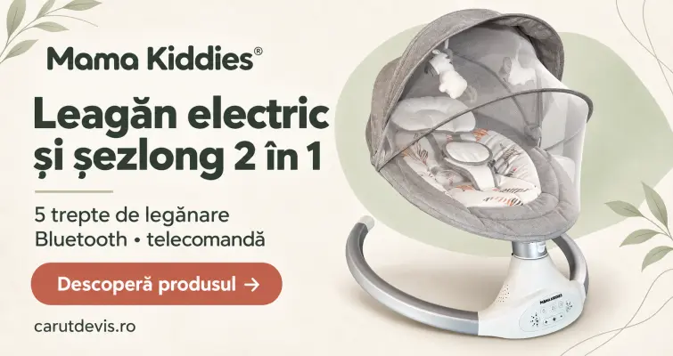 Mama Kiddies® leagăn electric premium 2-în-1 și șezlong cu telecomandă
