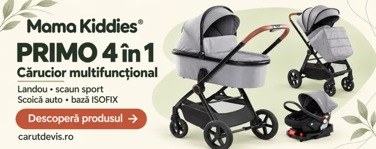 Mama Kiddies® PRIMO cărucior multifuncțional 4în1, culoare gri + CADOU 