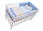   Mama Kiddies Sofie Dreams lenjerie pat bebe, 4 piese, cu protecție laterală de 180°, albastru