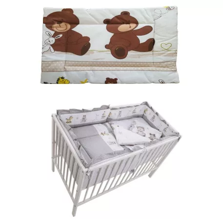 Mama Kiddies Sofie Dreams 5 részes babaágynemű 360°-os rácsvédővel macis mintával bézs színben - new edition
