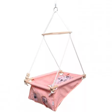 Incababy leagăn bebe în culoare roz cu imprimeu pisică