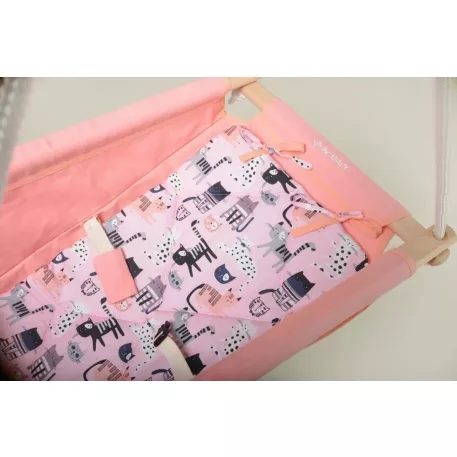 Incababy leagăn bebe în culoare roz cu imprimeu pisică