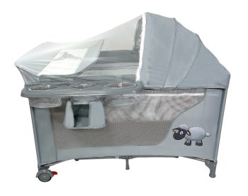 Mama Kiddies® Sweet Dreams pătuț multifuncțional de călătorie gri cu motiv de oiță