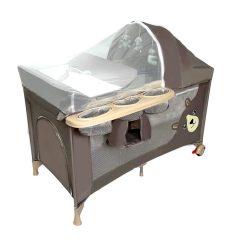   Mama Kiddies Sweet Dreams pătuț de călătorie multifuncțional, culoare maro, cu model de ursuleț