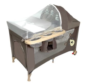 Mama Kiddies® Sweet Dreams pătuț de călătorie multifuncțional, culoare maro, cu model de ursuleț