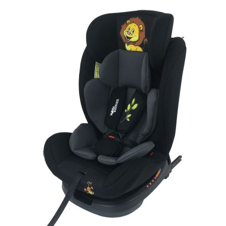 Scaun auto de siguranță cu ISOFIX, rotativ în 360° Mama Kiddies Rolling Safari (0-36 kg) cu model Lion + cadouri (certificat TUV)
