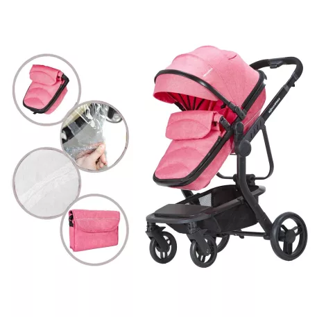 Mama Kiddies Moon Pink: 2az1-ben babakocsi kiegészítőkkel pink színben