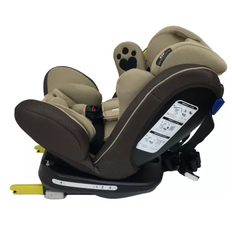 Scaun auto de siguranță Mama Kiddies Murphy cu ISOFIX, rotativ  360° (0-36 kg) culoare beige cu copertină cadou (certificat TUV)