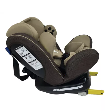 Scaun auto de siguranță Mama Kiddies Murphy cu ISOFIX, rotativ  360° (0-36 kg) culoare beige cu copertină cadou (certificat TUV)