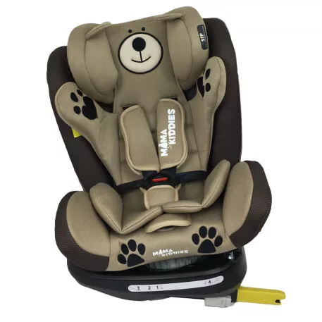 Scaun auto de siguranță Mama Kiddies Murphy cu ISOFIX, rotativ  360° (0-36 kg) culoare beige cu copertină cadou (certificat TUV)