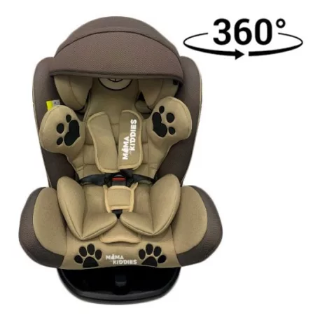 Scaun auto de siguranță Mama Kiddies Murphy cu ISOFIX, rotativ  360° (0-36 kg) culoare beige cu copertină cadou (certificat TUV)