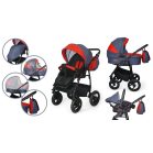 Mama Kiddies Alpok 3az1-ben multifunkciós babakocsi szett kiegészítőkkel kék-piros színben