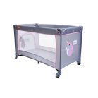 BABYMAXI utazóágy szürke színben rózsaszín unikornis mintával ajándék szúnyoghálóval