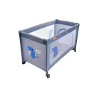 BABYMAXI utazóágy szürke színben kék delfin mintával ajándék szúnyoghálóval