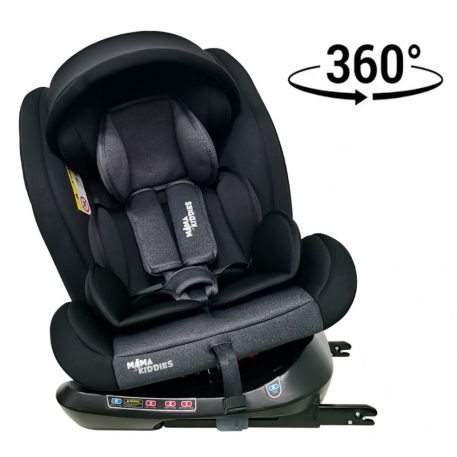 Scaun auto sigur ISOFIX rotativ în 360° Mama Kiddies Rotary Protect GT  (0-36 kg) negru cu copertină cadou (certificat TUV)