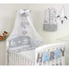 Mama Kiddies Baby Bear 6 részes babaágynemű 360°-os rácsvédővel szürke macis mintával