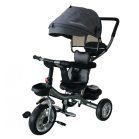 Tricicletă Mama Kiddies Major Trike cu mâner de părinte și suport pentru picioare, culoare gri (scaun rotativ 360°)