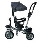 Tricicletă Mama Kiddies Major Trike cu mâner de părinte și suport pentru picioare, culoare gri (scaun rotativ 360°)