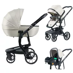   Mama Kiddies® Icon 3 în 1 cărucior multifuncțional cu accesorii, culoare bej + CADOU