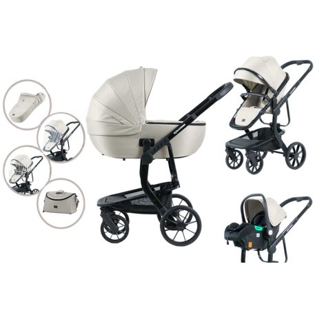 Mama Kiddies Icon 3 în 1 cărucior multifuncțional cu accesorii, culoare bej + CADOU