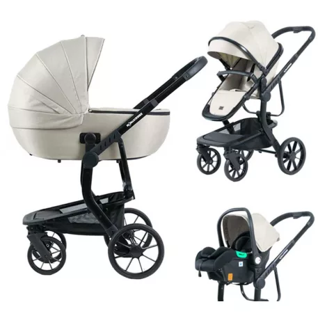 Mama Kiddies® Icon 3 în 1 cărucior multifuncțional cu accesorii, culoare bej + CADOU