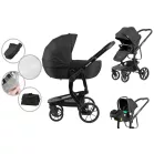 Mama Kiddies Icon 3în1 cărucior multifuncțional cu accesorii în culoarea neagră + Cadou