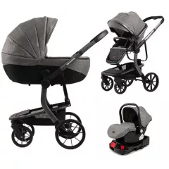 Cărucior multifuncțional 4 în 1 Mama Kiddies Icon, culoare gri, cu bază ISOFIX.