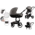 Mama Kiddies Icon 3în1 cărucior multifuncțional cu accesorii, culoare gri + Cadou