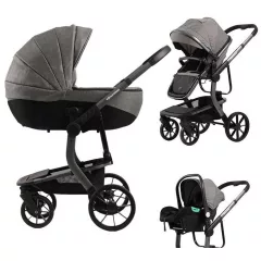   Mama Kiddies® Icon 3în1 cărucior multifuncțional cu accesorii, culoare gri + Cadou