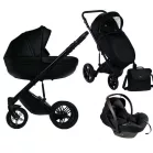Mama Kiddies® Max 500 cărucior multifuncțional 3-în-1, culoare neagră, cu accesorii + Cadou