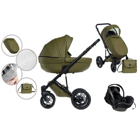 Mama Kiddies Max 500 3 în 1 cărucior multifuncțional culoare olive cu accesorii + Cadou