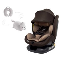   Scaun auto Mama Kiddies Nova Luxe i-Size, fixare cu centura de siguranță – maro (40–150 cm) + CADOU pernă de călătorie