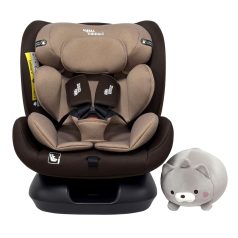   Scaun auto Mama Kiddies Nova Luxe i-Size, fixare cu centura de siguranță – maro (40–150 cm) + CADOU pernă de călătorie