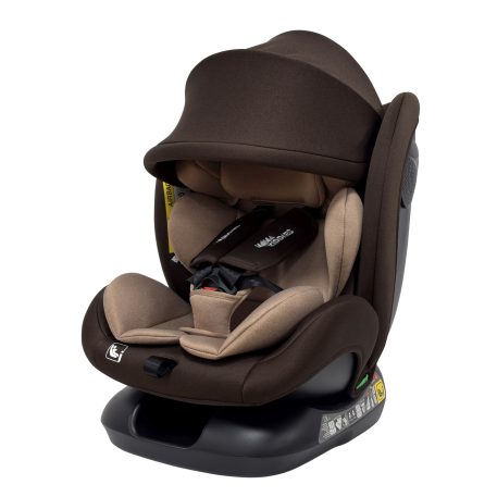 Scaun auto Mama Kiddies Nova Luxe i-Size, fixare cu centura de siguranță – maro (40–150 cm) + CADOU pernă de călătorie