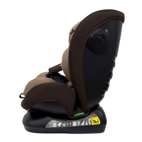 Scaun auto Mama Kiddies Nova Luxe i-Size, fixare cu centura de siguranță – maro (40–150 cm) + CADOU pernă de călătorie
