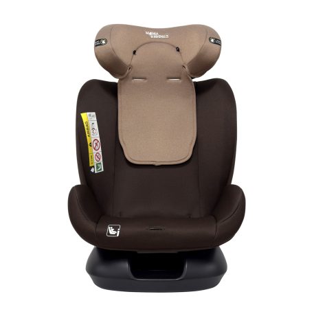 Scaun auto Mama Kiddies Nova Luxe i-Size, fixare cu centura de siguranță – maro (40–150 cm) + CADOU pernă de călătorie