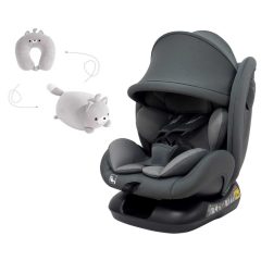  Scaun auto Mama Kiddies Nova Luxe i-Size, fixare cu centura de siguranță – culoare gri închis (40–150 cm) + CADOU pernă de călătorie
