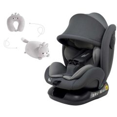   Scaun auto Mama Kiddies Nova Luxe i-Size, fixare cu centura de siguranță – culoare gri deschis (40–150 cm) + CADOU pernă de călătorie