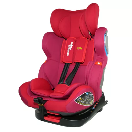 Scaun auto de siguranță Mama Kiddies Champion cu ISOFIX, rotativ 360° (0-36 kg)  roșu cu copertină cadou (certificat TUV)