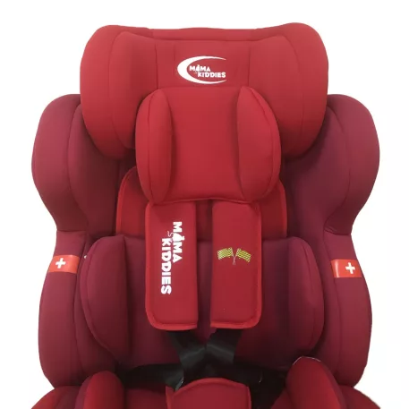 Scaun auto de siguranță Mama Kiddies Champion cu ISOFIX, rotativ 360° (0-36 kg)  roșu cu copertină cadou (certificat TUV)