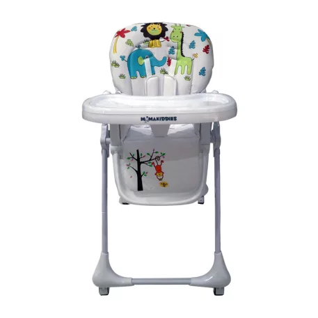 Mama Kiddies Ariel fehér multifunkciós etetőszék elefánt, oroszlán, zsiráf mintával