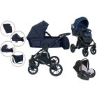 Cărucior Mama Kiddies Gino 3 în 1 cu accesorii – culoare albastru