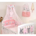 Mama Kiddies Baby Bear lenjerie de pat 6 piese, cu protecție laterală de 360°, roz cu model de ursuleț
