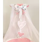 Mama Kiddies Baby Bear lenjerie de pat 6 piese, cu protecție laterală de 360°, roz cu model de ursuleț