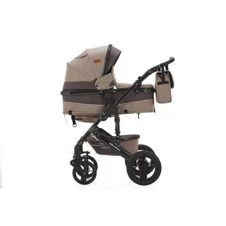 Cărucior Mama Kiddies Evening Star Black Edition bej-maro cu landou.