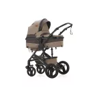 Cărucior Mama Kiddies Evening Star Black Edition bej-maro cu landou și sac de picioare.