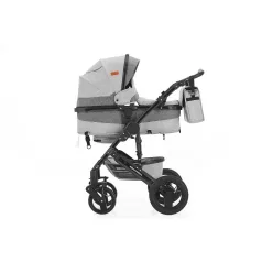 Cărucior Mama Kiddies Evening Star Black Edition gri cu landou.