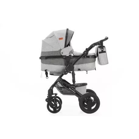 Cărucior Mama Kiddies Evening Star Black Edition gri cu landou.