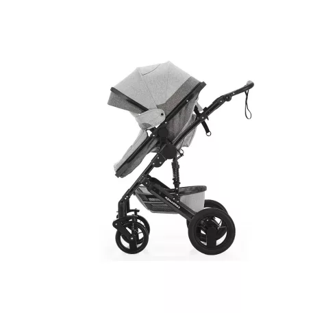 Cărucior Mama Kiddies Evening Star Black Edition gri cu parte sport.