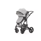 Cărucior Mama Kiddies Evening Star Black Edition gri cu parte sport și sac de picioare.